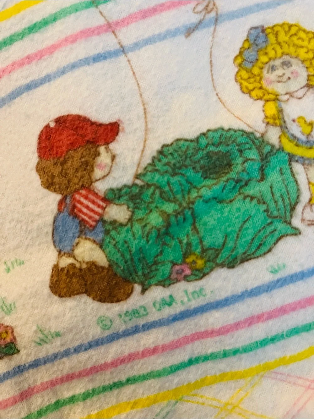 Vintage 1983 Cabbage Patch Kids Quilted Doll Diaper Bag & Receiving Blanket Set
